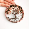 Tree of life crystal sun catcher, pink opal wire wrapped tree hanging