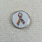 Puzzle Ribbon Pin - Autism Awareness Support Badge - Large Resin Finished Pin Ba
