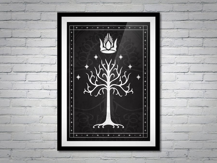 Lord of the Rings Gondor Banner Flag Movie Poster Print Wall Art Gift
