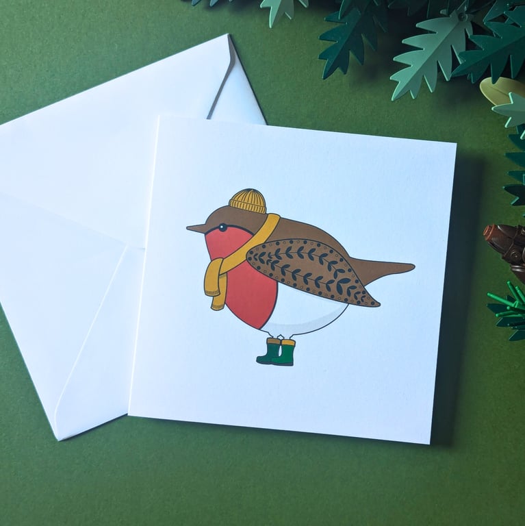 Hipster Robin Festive Christmas Greetings Card