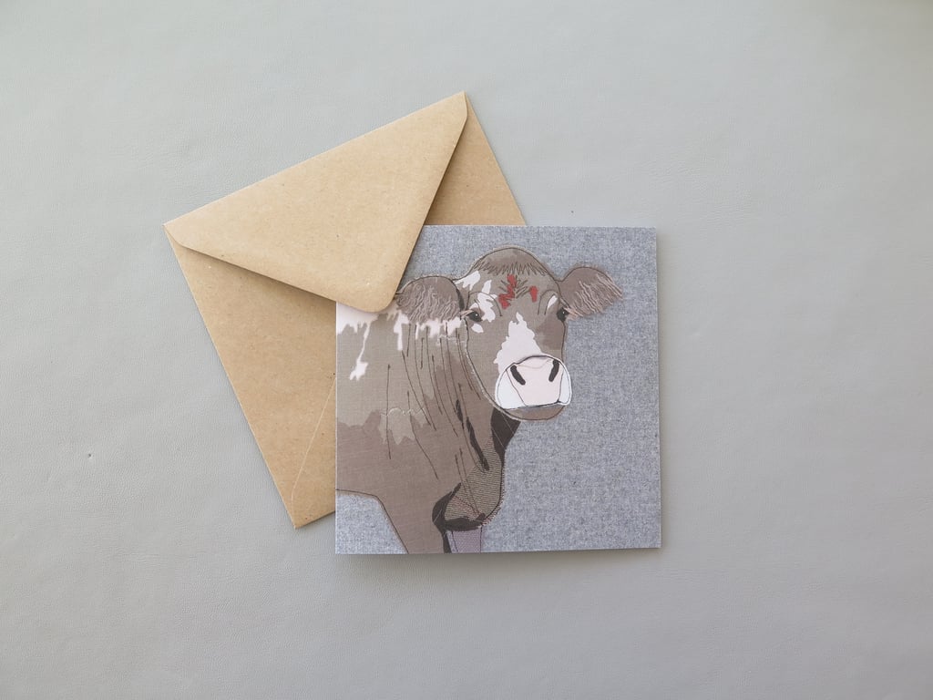 Cow card, printed on recycled card