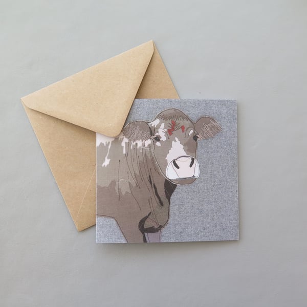 Cow card, printed on recycled card
