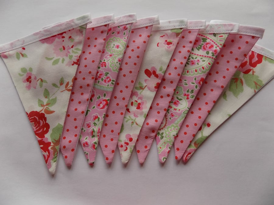 Cath Kidston 'Rosali' Bunting Floral Cotton Garland Spots Home Decor 1-3 m