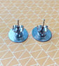 Recycled tin orange and white feather pattern disc studs - Image 2