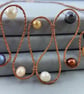 Quirky Multicoloured Cultured Pearl Copper Abstract Squiggle Necklace - Image 2