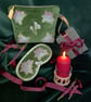 Lotus Flower Sleep Mask, Olive Velvet Eye Mask, Lavender Infused Relaxation Gift - Image 8