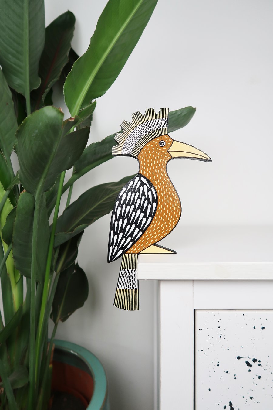 Hoopoe door topper, decoration for door frame, hand painted wooden bird art.