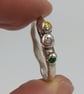 Sterling Silver Molten Ring, Pink Green Yellow CZ Gemstones - Size K - Image 6