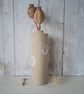 BOTTLE VASE hand-built stoneware pottery vase with black cross motif - Image 2