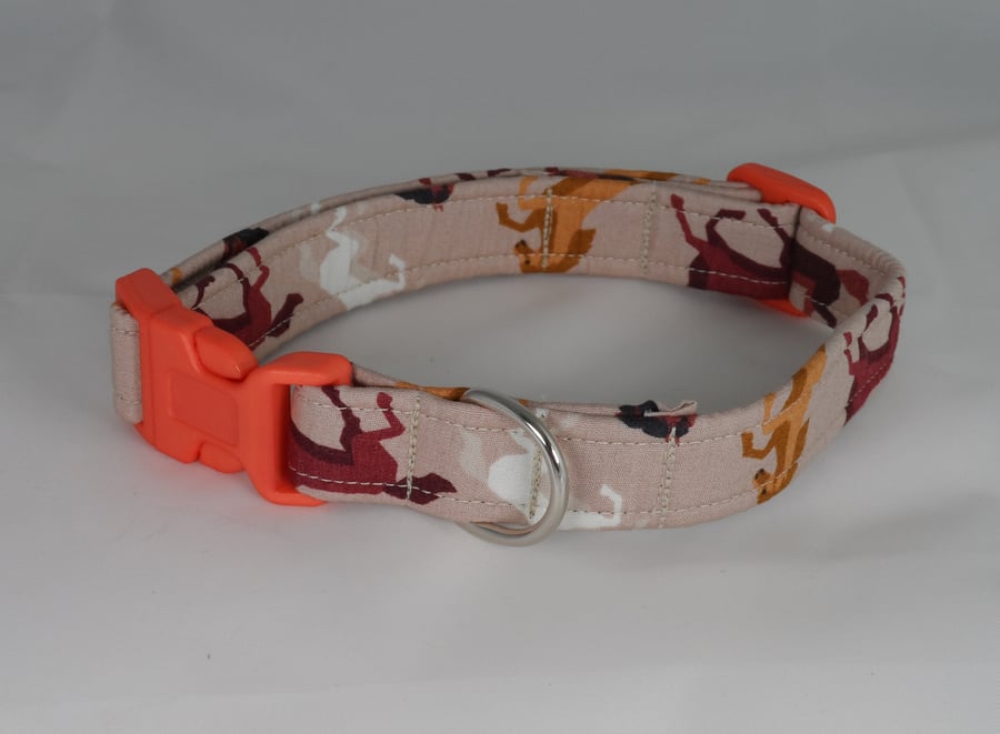 Handmade Summer Fabric Dog Collar - Galloping Horses