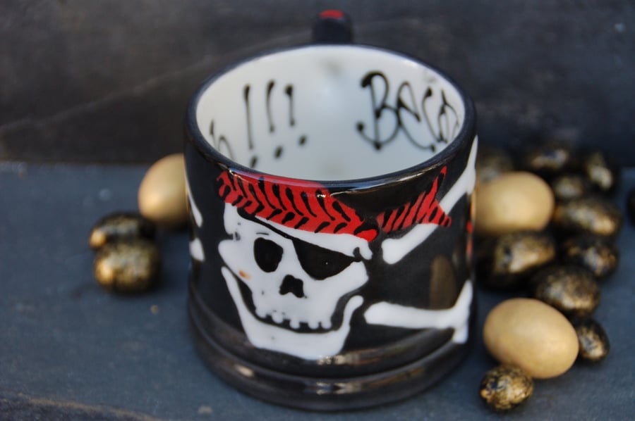 pirate mug - children sized hand painted ceramic