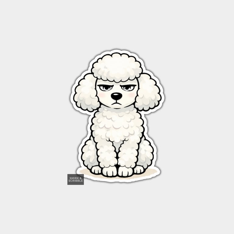 Funny Snarky Vinyl Sticker For Adults - Grumpy Poodle