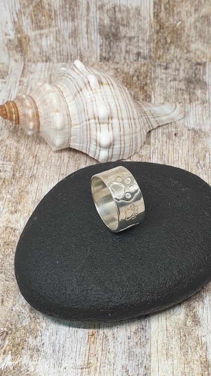 Sterling Silver 925 Paw Print Ring Full Hallmark