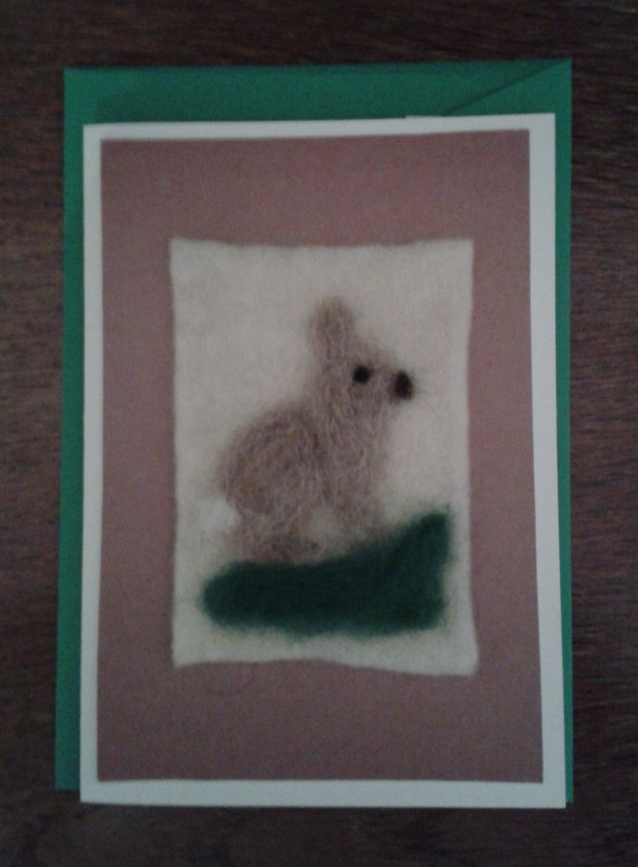 Needle felted "bunny" notecard