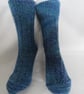 Hand-cranked Knitted Ribbed Wool Socks Size 4 to 5