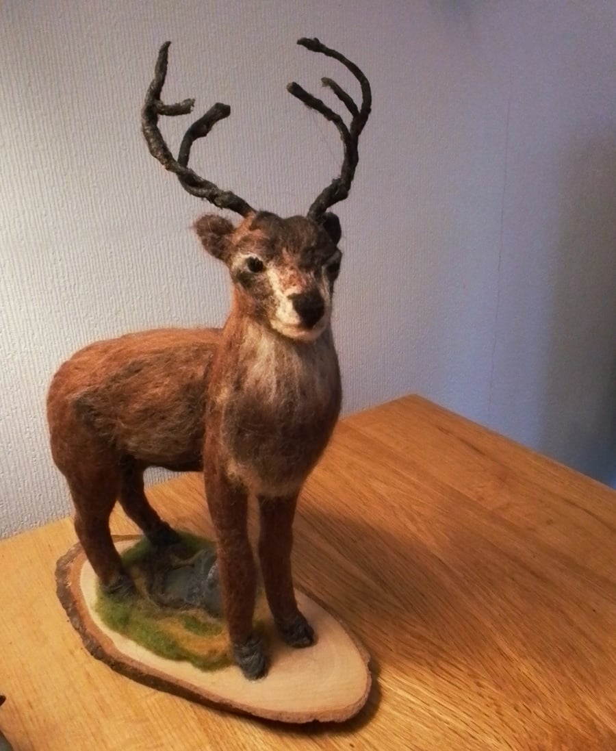 Highland stag needle felted home decoration.