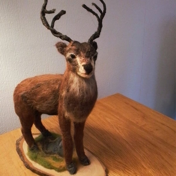 Highland stag needle felted home decoration.
