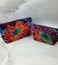 Floral makeup bag, Chrysanthemum zip bag, 2 size options, Handmade - Image 9
