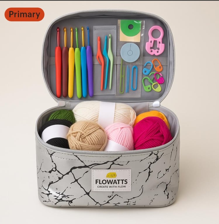 Crochet Starter Kit – 69Piece Complete Set with Yarn, Hooks, Tools and Storage B