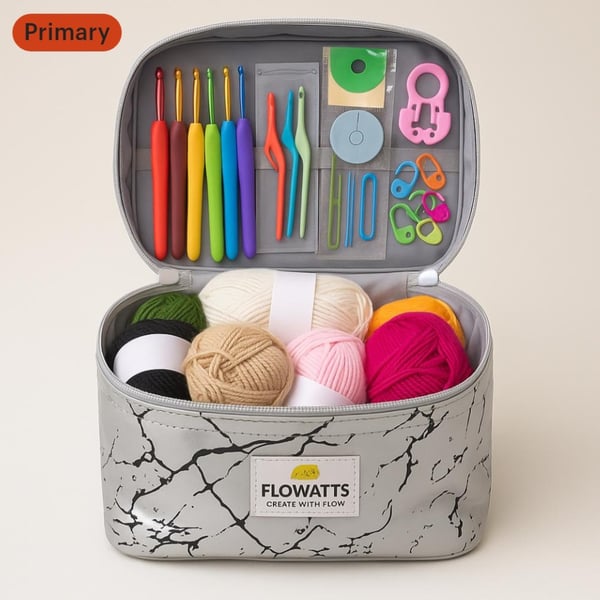 Crochet Starter Kit – 69Piece Complete Set with Yarn, Hooks, Tools and Storage B