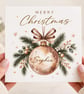 Personalised Christmas Card, Gold Bauble Christmas Card, Custom Name Card - Image 3
