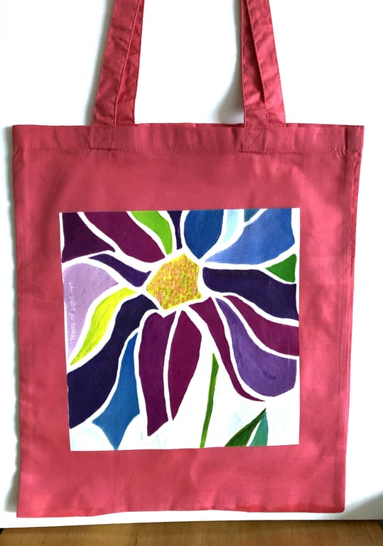 Joyous Tote bag Fabulous fuchsia pink cotton tote printed with 'Blooming' design