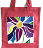 Joyous Tote bag. Bloom Design on fuchsia pink cotton tote
