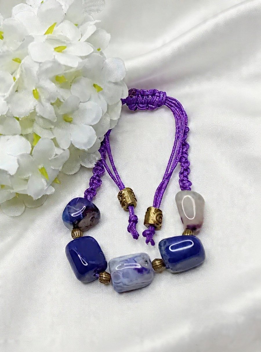 Purple Agate & Bronze Bracelet