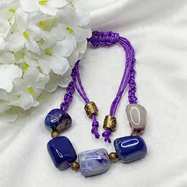Purple Agate & Bronze Bracelet
