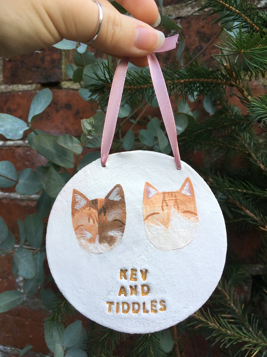Personalised Cat Wall Hanging - Pet Wall Hanging - Double Cat