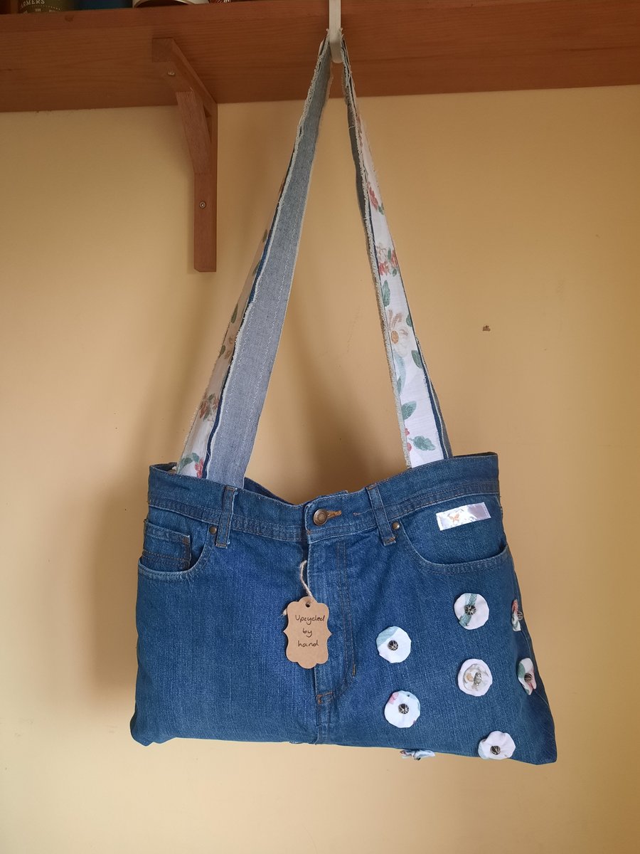 Men Jeans Hand Bag Upcycled Denim Jeans Shoulder Bag