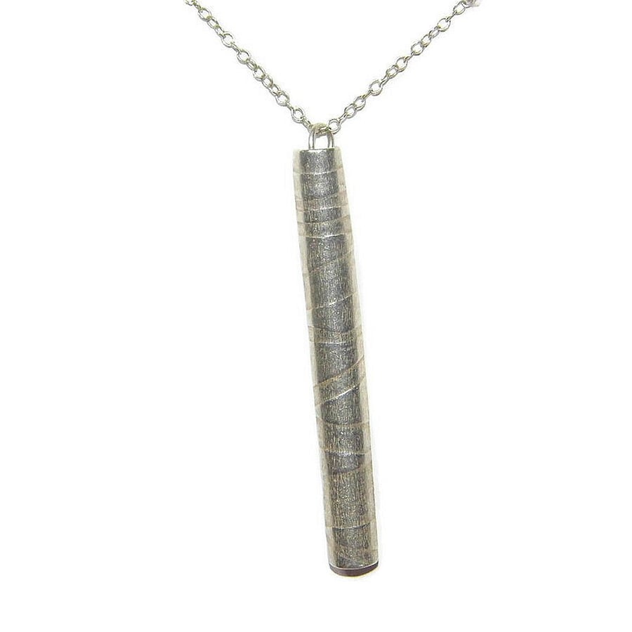  Handmade Fine Silver Half-Tube Pendant , Unique Artisan Jewellery
