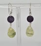 Amethyst & Prehnite Sterling Silver Dangle Earrings