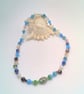 Blue Green and White Millefiori Bead Necklace, Millefiori Necklace, Gift for Her - Image 4