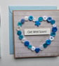 Blue Buttons Heart Get Well Card Size 5" x 5" (12.5cm x 12.5cm) - Image 2