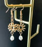 Gold Sparkle Flower Earrings. - Image 1