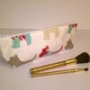 Oilcloth make up bag or pencil case, Cream with scottie dogs, flat bottom