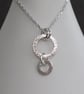 Silver Ring Necklace Pendant, Hammered Silver with Shimmer Texture - Image 7