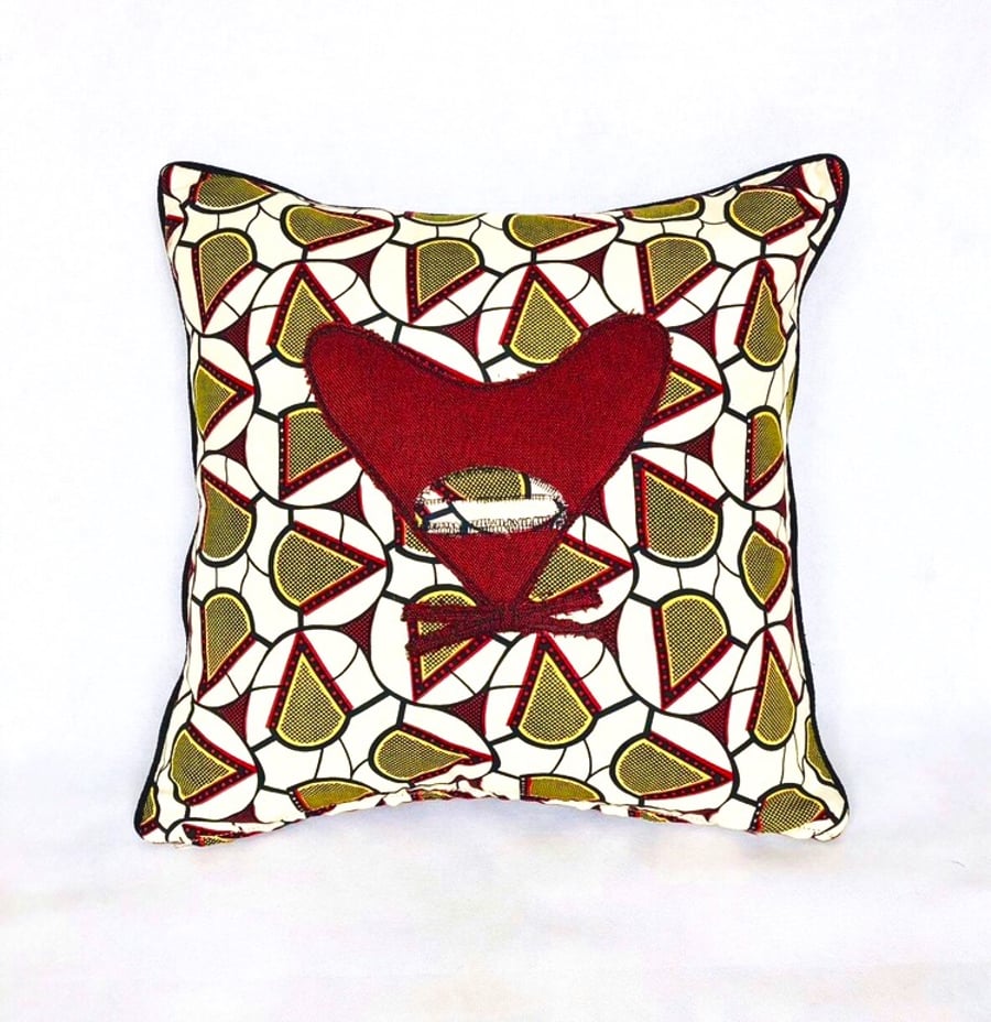 Panton Heart Cone chair cushion in vibrant African fabric