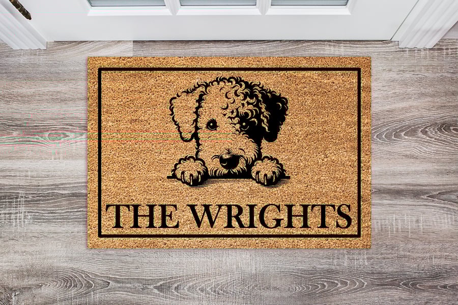 Bedlington Terrier Door Mat - Personalised Bedlington Terrier Welcome Mat 
