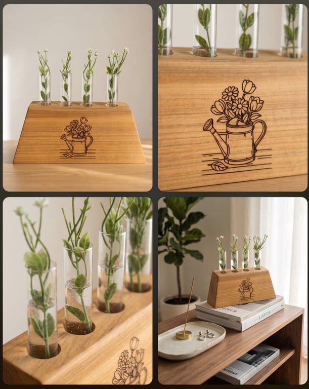Antique cherry wood flower cuttings display 