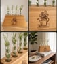 Antique cherry wood flower cuttings display 