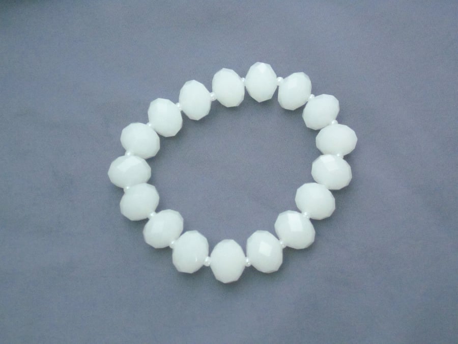 White crystal rondelle bracelet