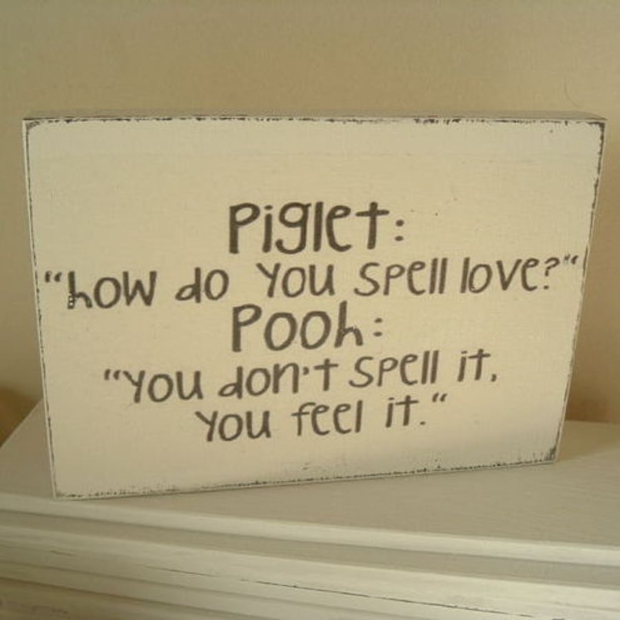 shabby chic free standing pooh/piglet block shelf sitter