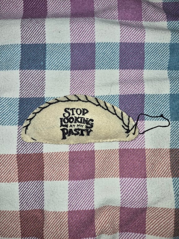 Handmade Felt Pasty Decoration – “Stop Looking at My Pasty” – One of a Kind