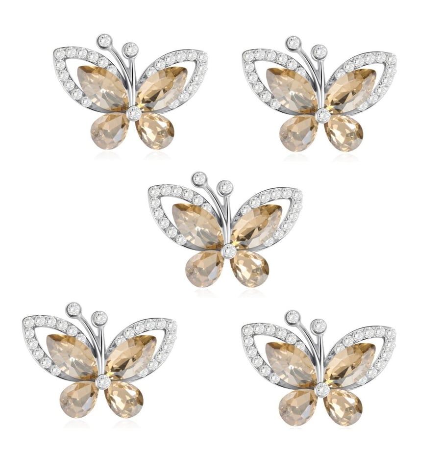 5pcs Crystal Butterfly Flat Back Diamante Embellishment Grade A Rhinestones Spar
