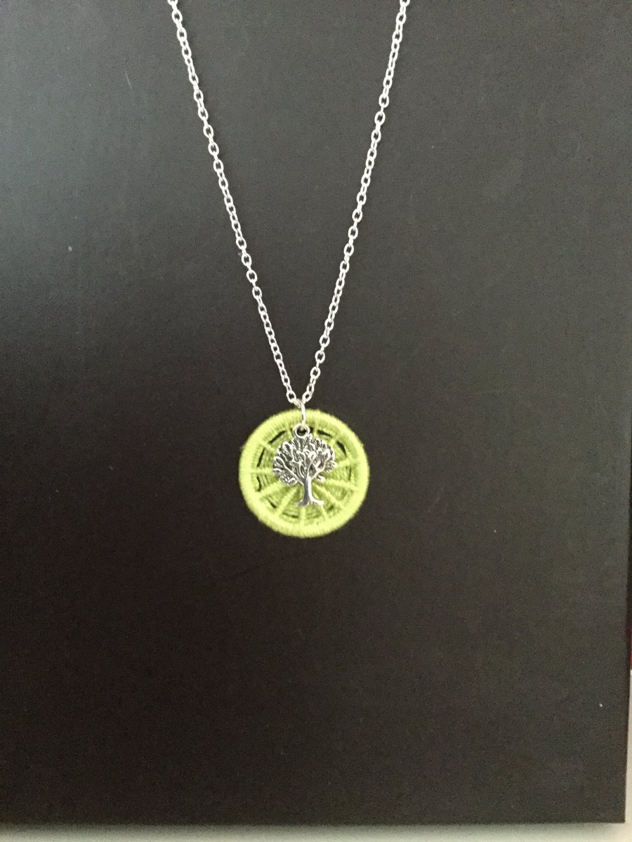 Dorset Button Tree of Life Pendant in Green