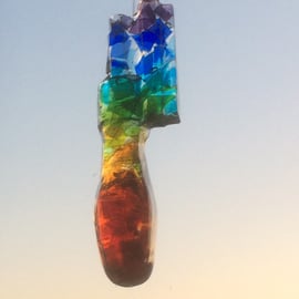Stained Glass Rainbow Screwdriver Shaped Suncatcher