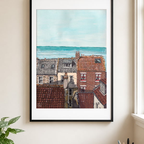 Robin Hood's Bay Houses Print - Yorkshire Coastal Art