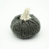 Hand knitted mini pumpkin pin cushion Grey and white